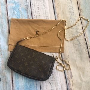Louis Vuitton Brown Shoulder Bag with Gold Chain